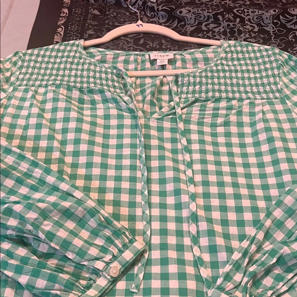J. Crew Mint Checkered Top